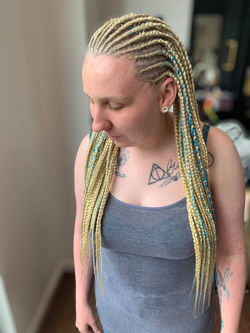 Half cornrows/half box braids