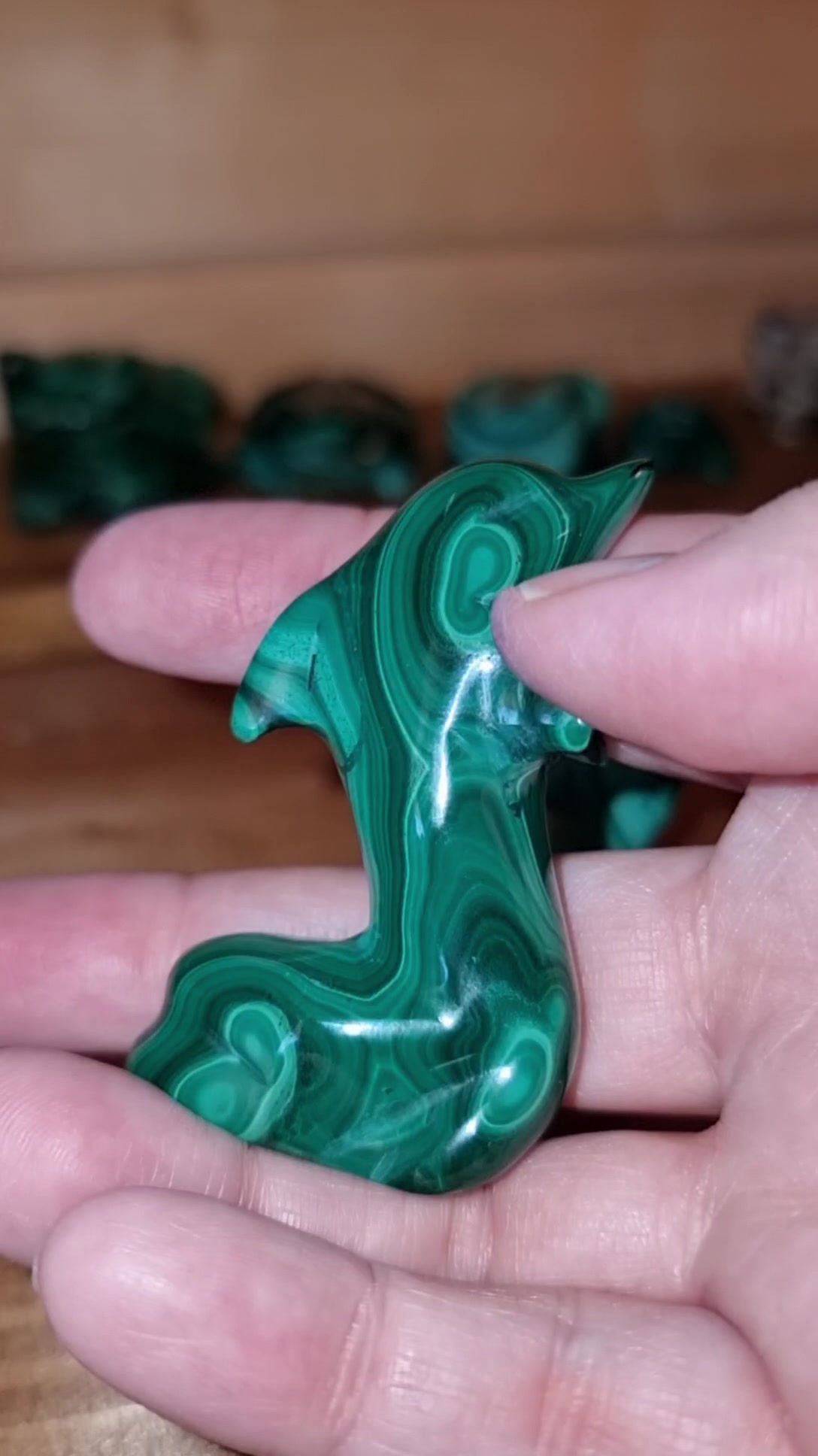 Malachite Dolphin Carvings