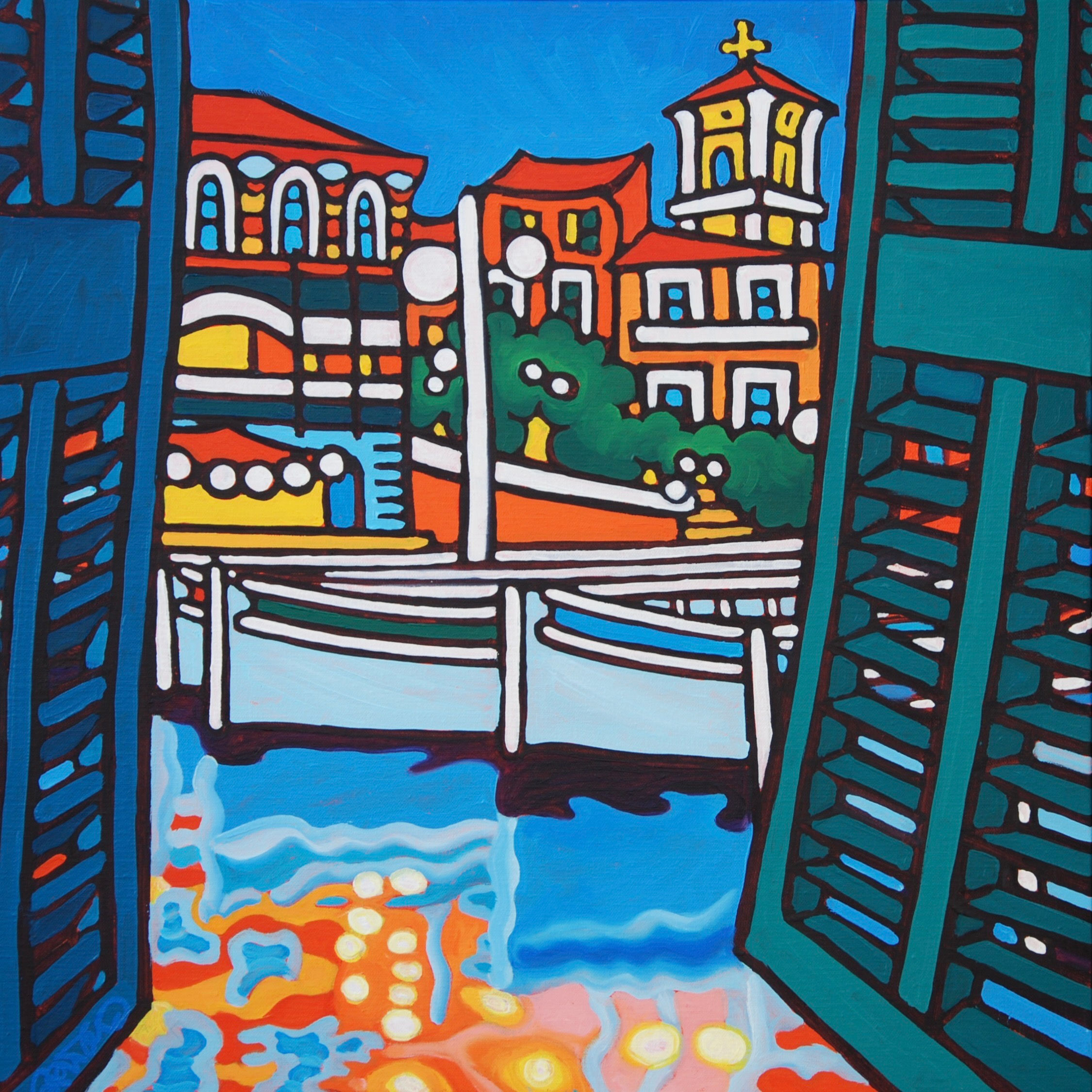 Cassis, son clocher,  60x60 cm