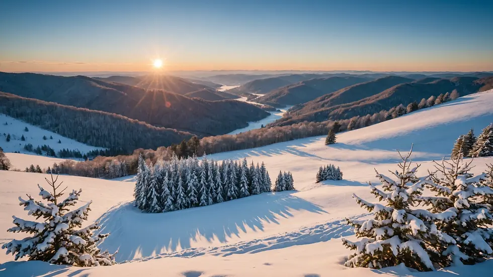 Wide angle view of a snowy East Tennessee landscape