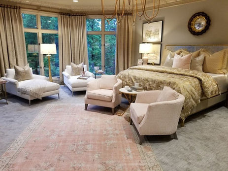 elegant gold, silver and pink bedroom