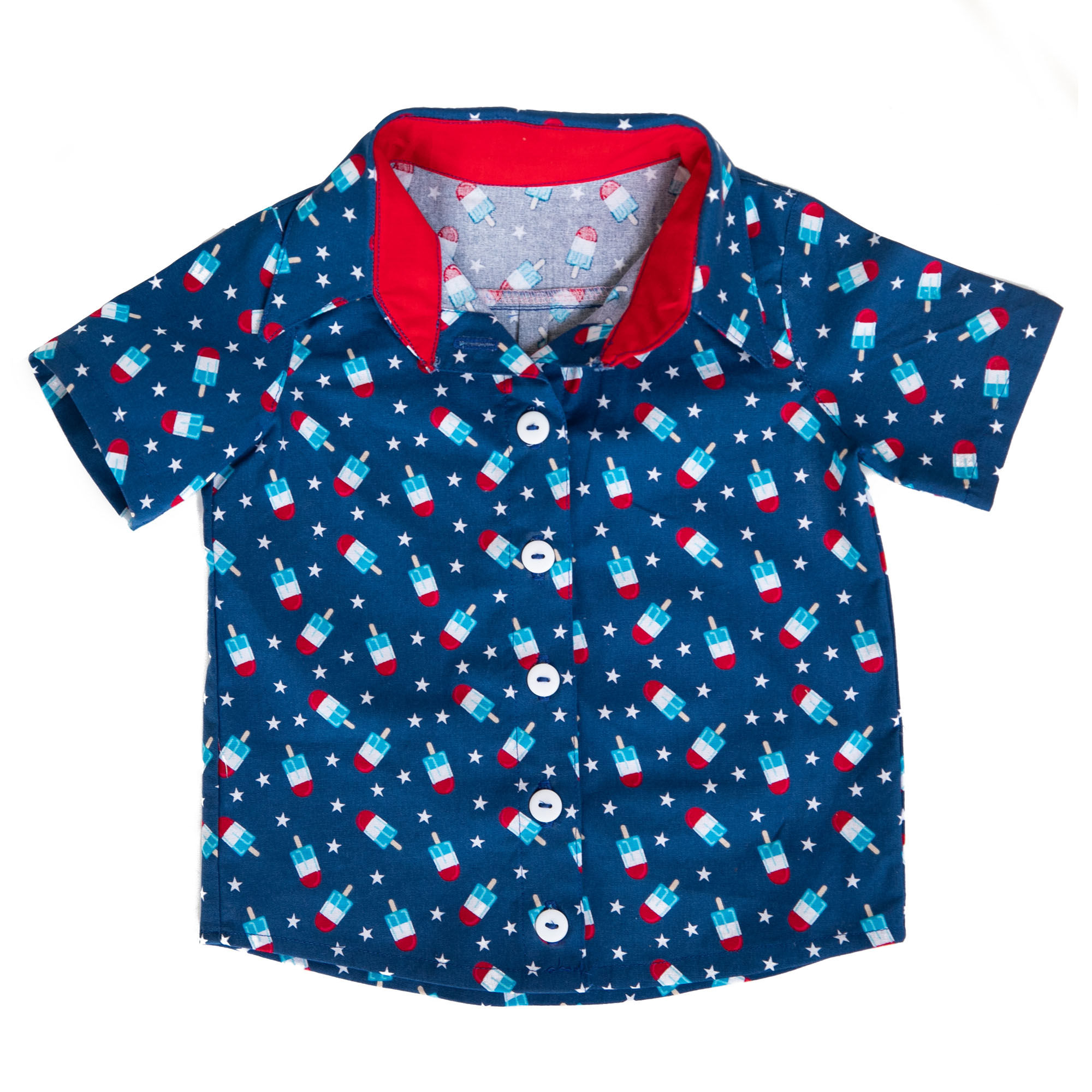 Patriotic Popsicle Collared Shirt Red White + Blue