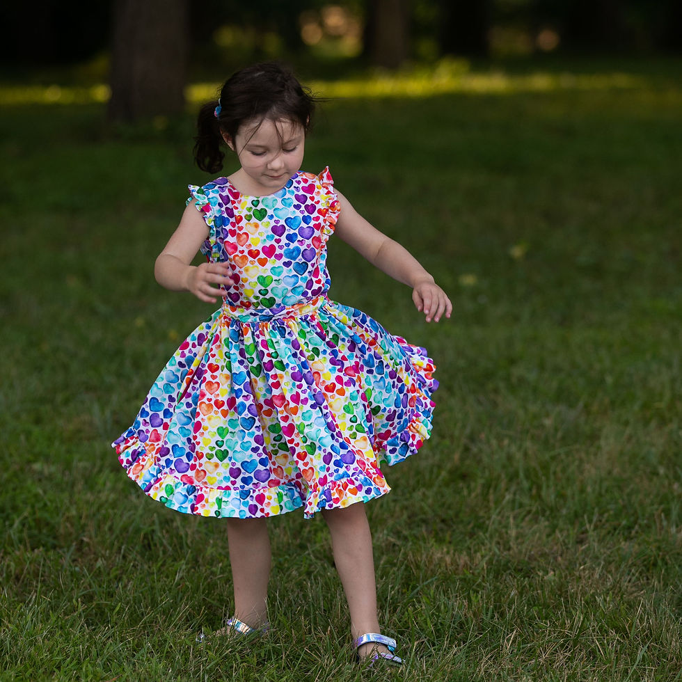 Thumbnail: Rainbow Heart Open Back Twirl Dress