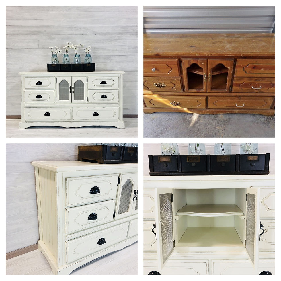 Antique White and Tin Dresser