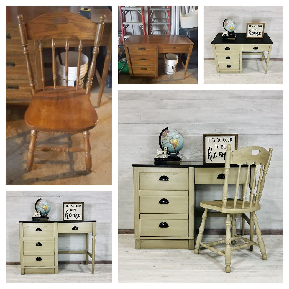 Millstone and Antiqued Desk