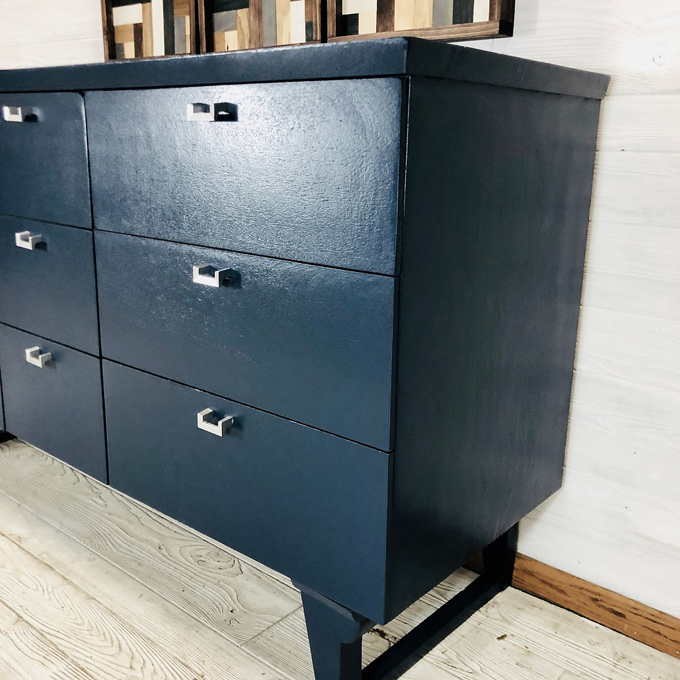 Thumbnail: Custom Navy MCM 9 Drawer Dresser