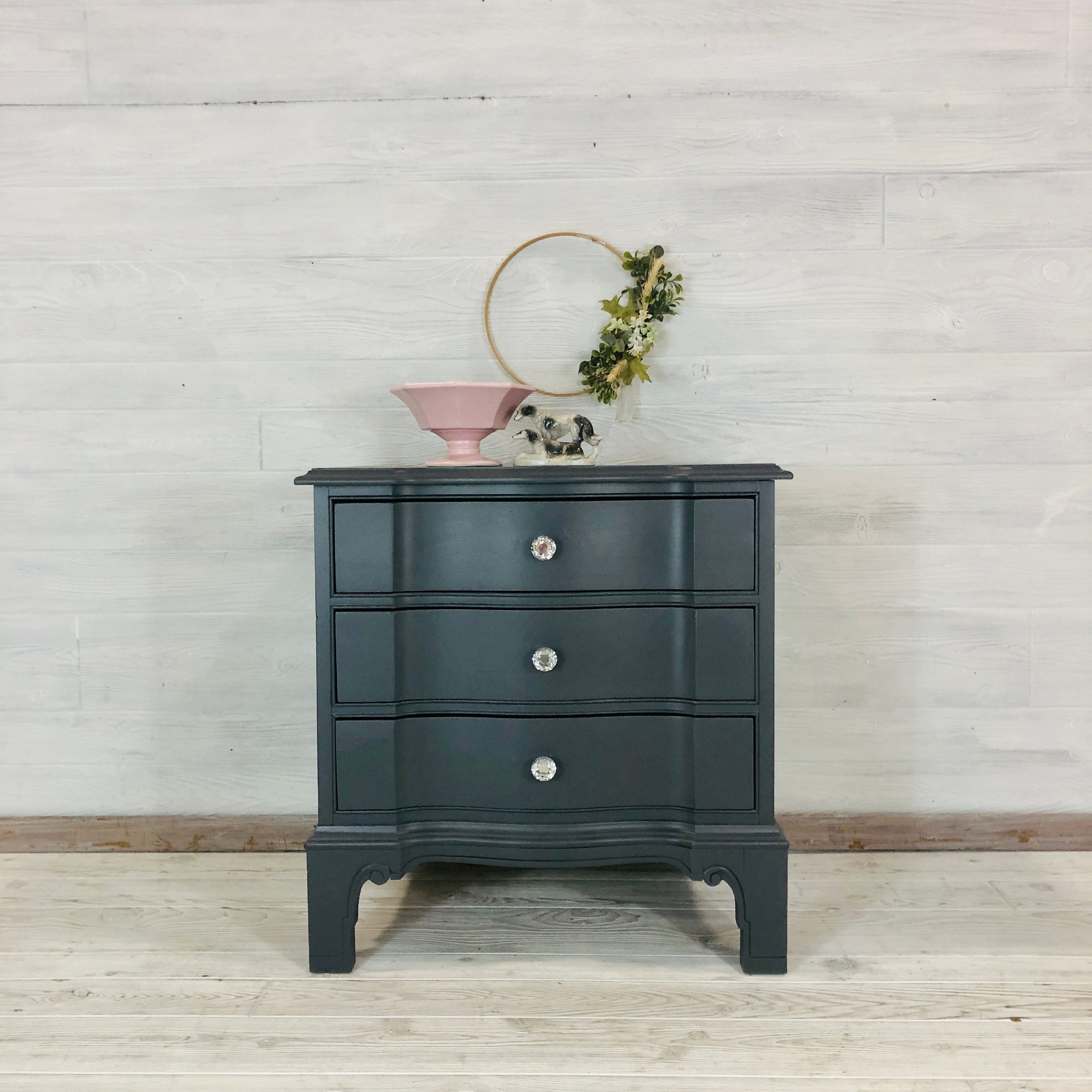 Grey 3 Drawer Nightstand