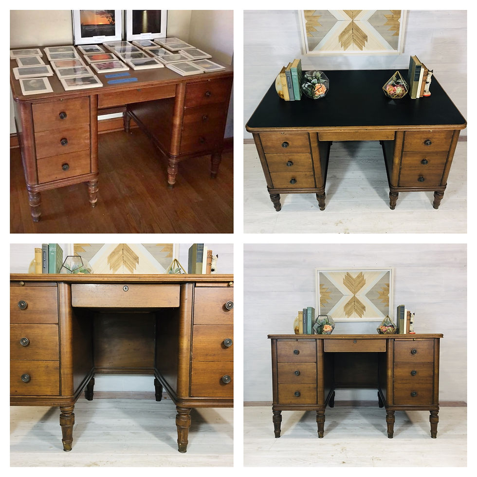 Wood and Black Top Teachers Desk