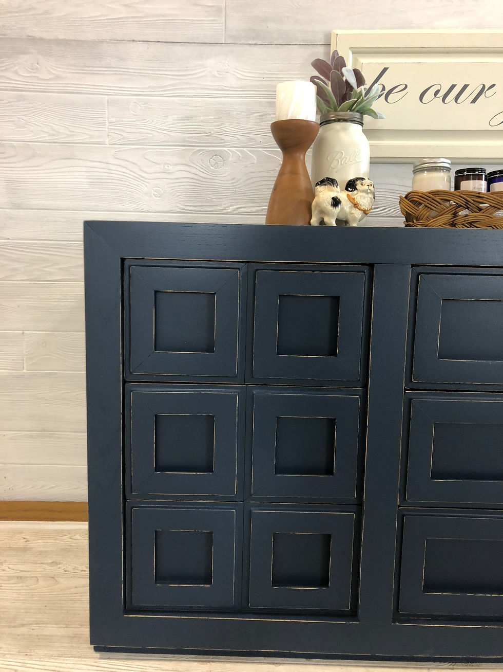 Thumbnail: Custom Navy Long Low 9 Drawer Dresser