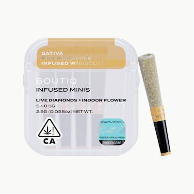 Boutiq Pink Pineapple x Biscotti Live Diamond Infused Pre Rolls (5 pack)
