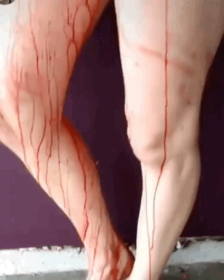 Veronica Farren behind the scenes horror victim bloody red lingerie 