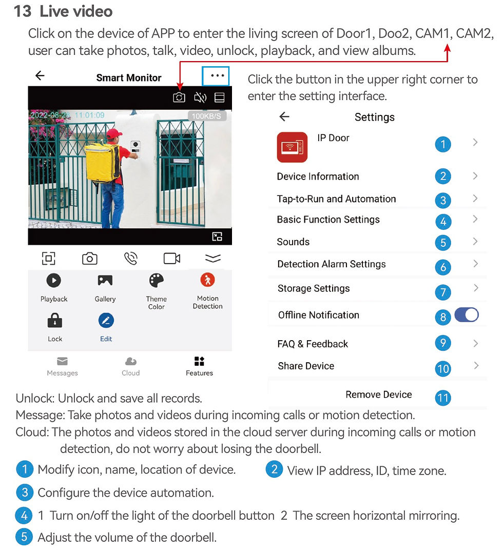 Thumbnail: Wireless Wifi Video Doorbell System, 1080P Doorphone Door Camera, 7 Inch Touch S