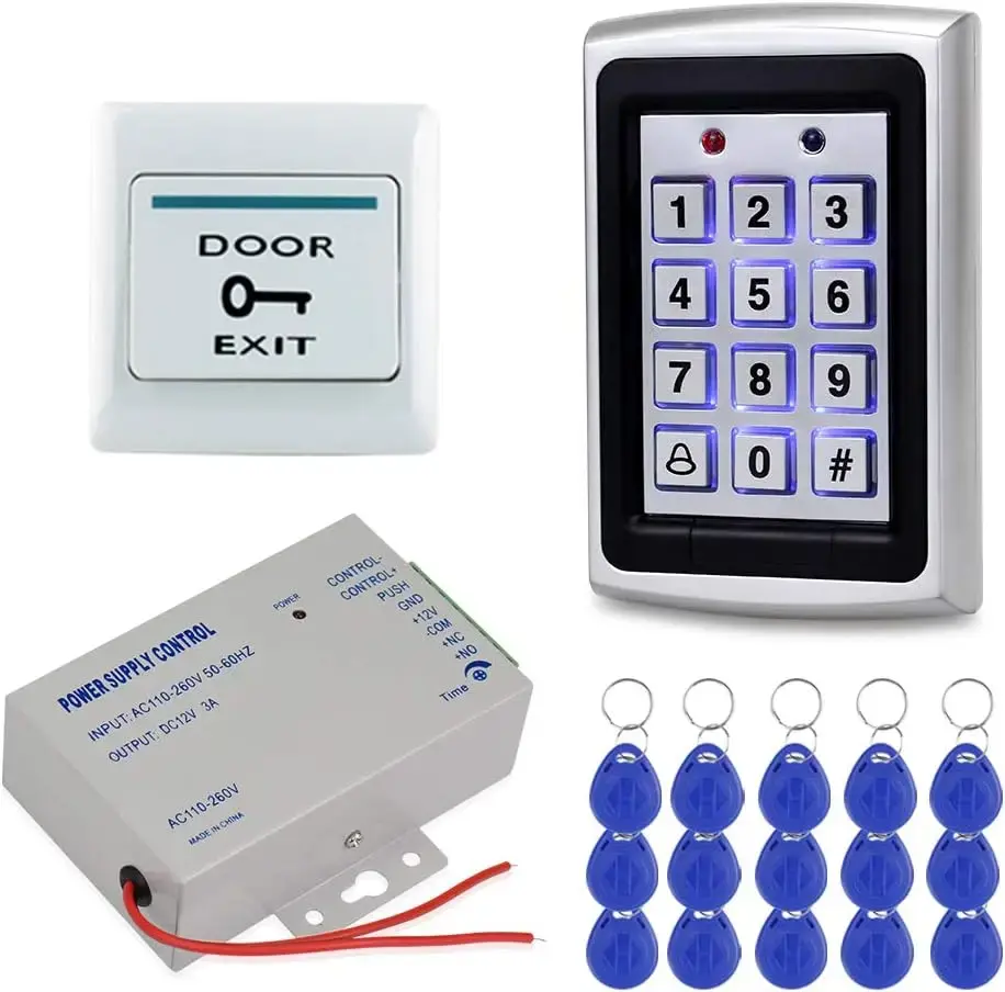 Thumbnail: Full Kit Door Access Control System 125KHz RFID Keypad Reader Metal Case 180KG E