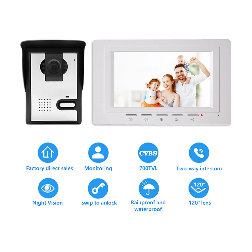 7 Inch HD Intelligent Video Intercom Doorbell Apartment Private Residential Vide
