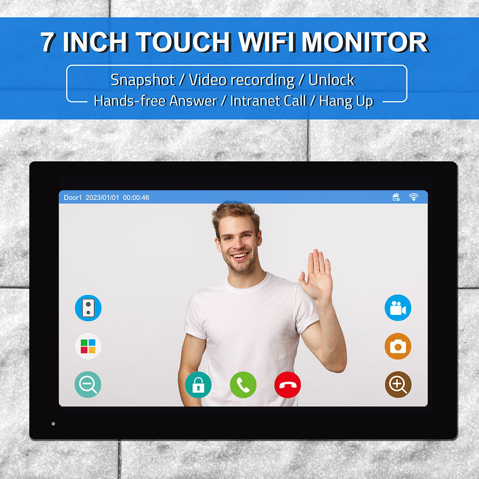 Thumbnail: Wireless Wifi Video Doorbell System, 1080P Doorphone Door Camera, 7 Inch Touch S