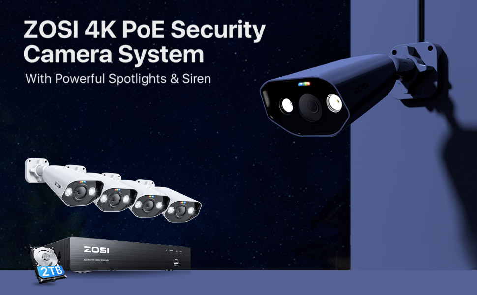 Thumbnail: ZOSI 8CH POE Video Surveillance Kit 4K 8MP 5MP Super HD Outdoor IP Cameras AI St