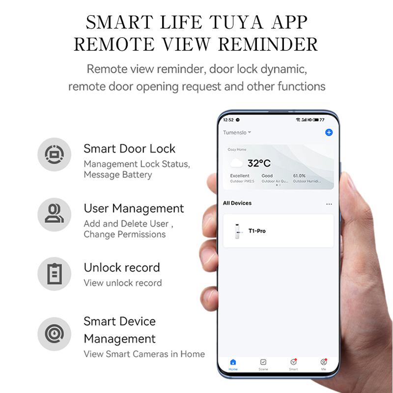 Miniature : Tuya Wifi Digital Electronic Smart Door Lock With Biometric Fingerprint Smart Ca