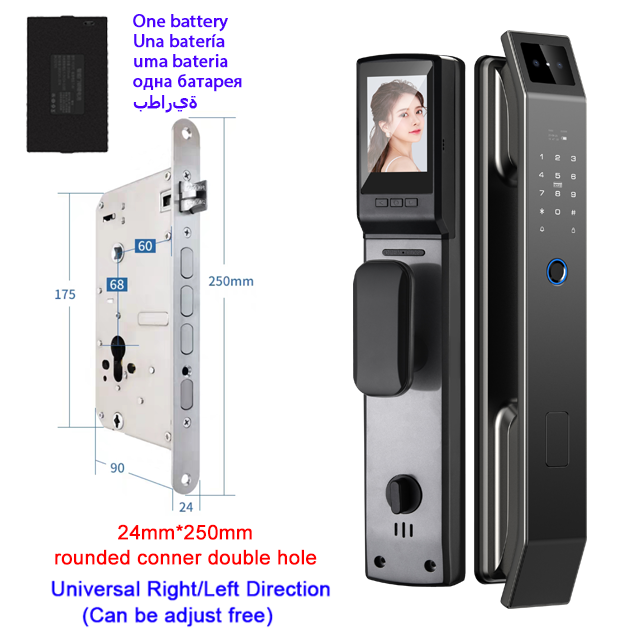 Küçük resim: 3D Face Recognition Unlock Digital Door Lock With Camera FIngerprint Password Un