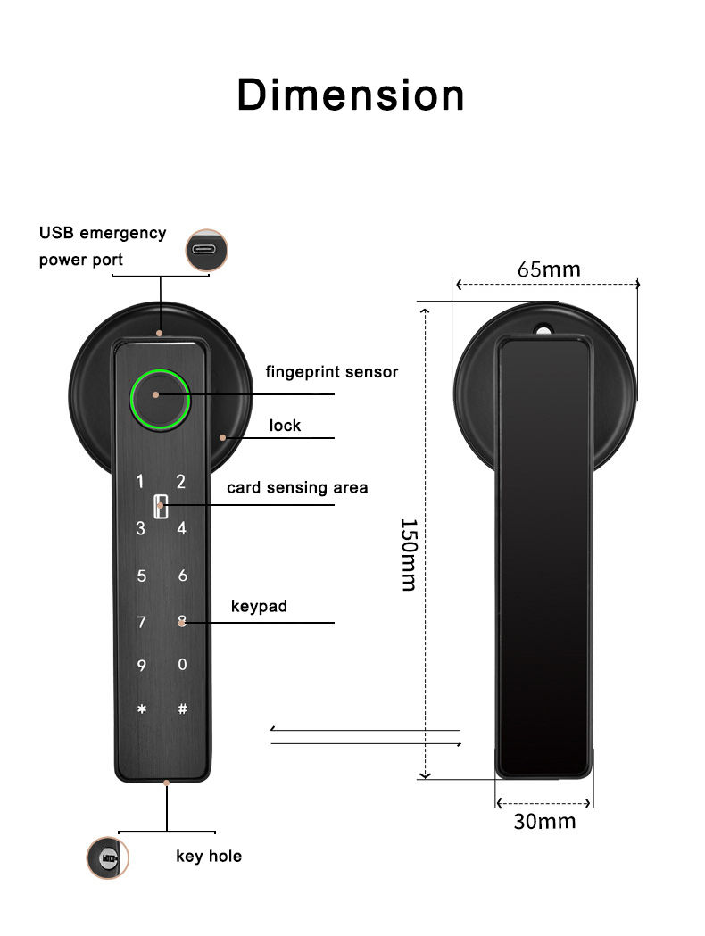 Miniaturbild: Tuya SmartLife APP WiFi Remote Control Smart Fingerprint Password RFID IC Card L