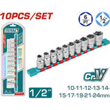 طقم بكسات 10 قطع قياس 1/2" نمرة 6-24 مم توتال THT121101 — 1