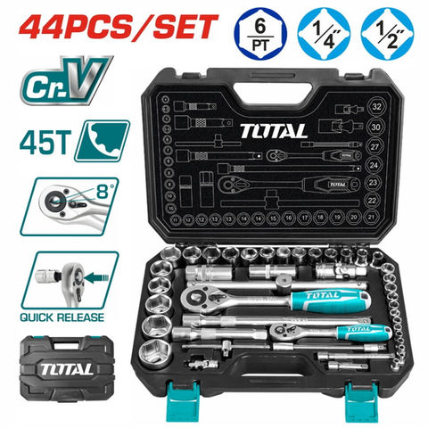 طقم بوكسات 45 قطعة 1/4" توتال THT141451 — 2
