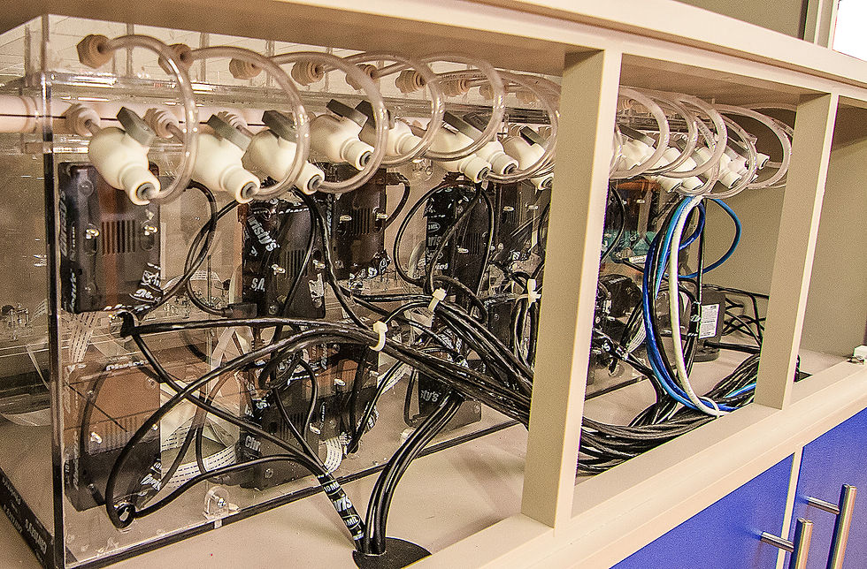 Detail of the scientific and technological apparatus inside the laboratory equipment