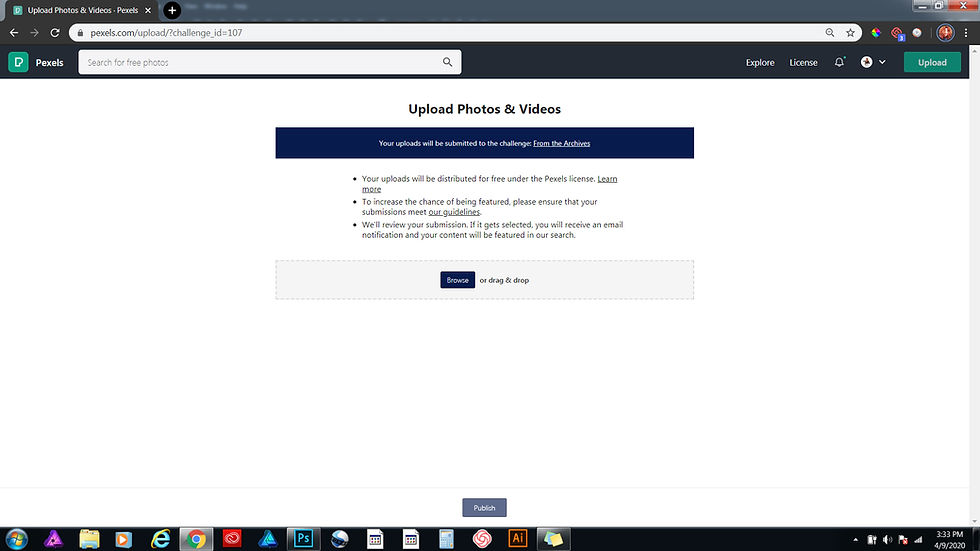 Select the photo you want to submit to pexels