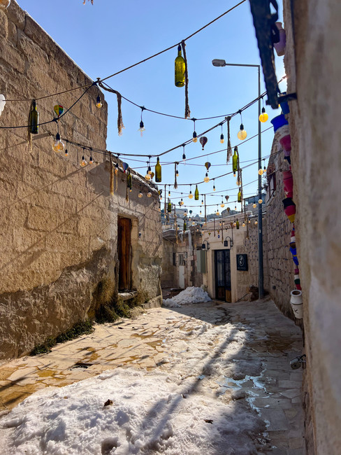 Göreme Cappadocia Turkey pretty street in the winter