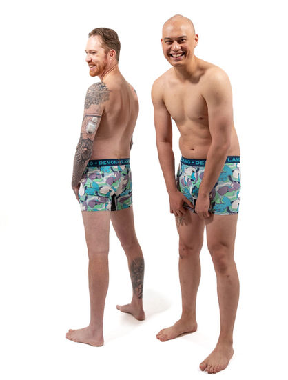 Matt modelling boxers with another model