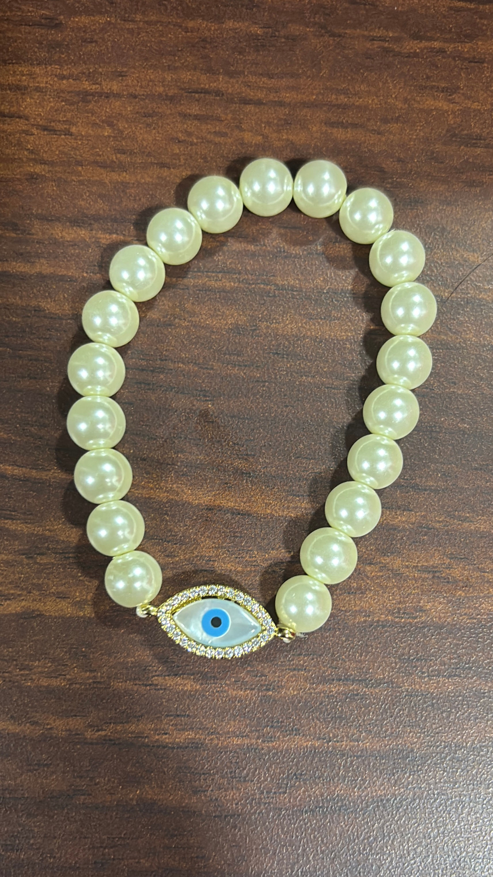 Pearl Evil Eye Bracelets 