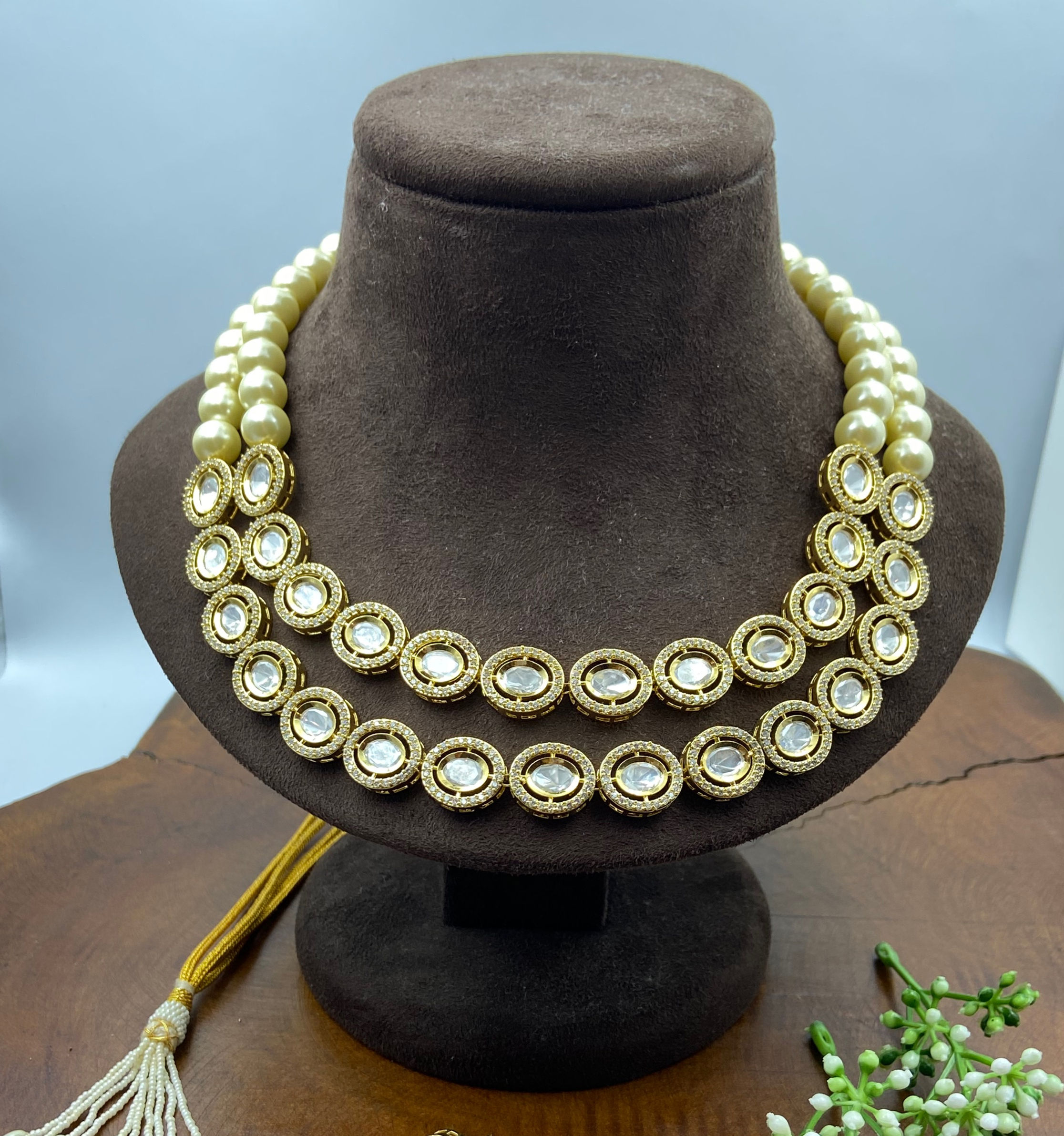 Kundan Pearl Necklace Set