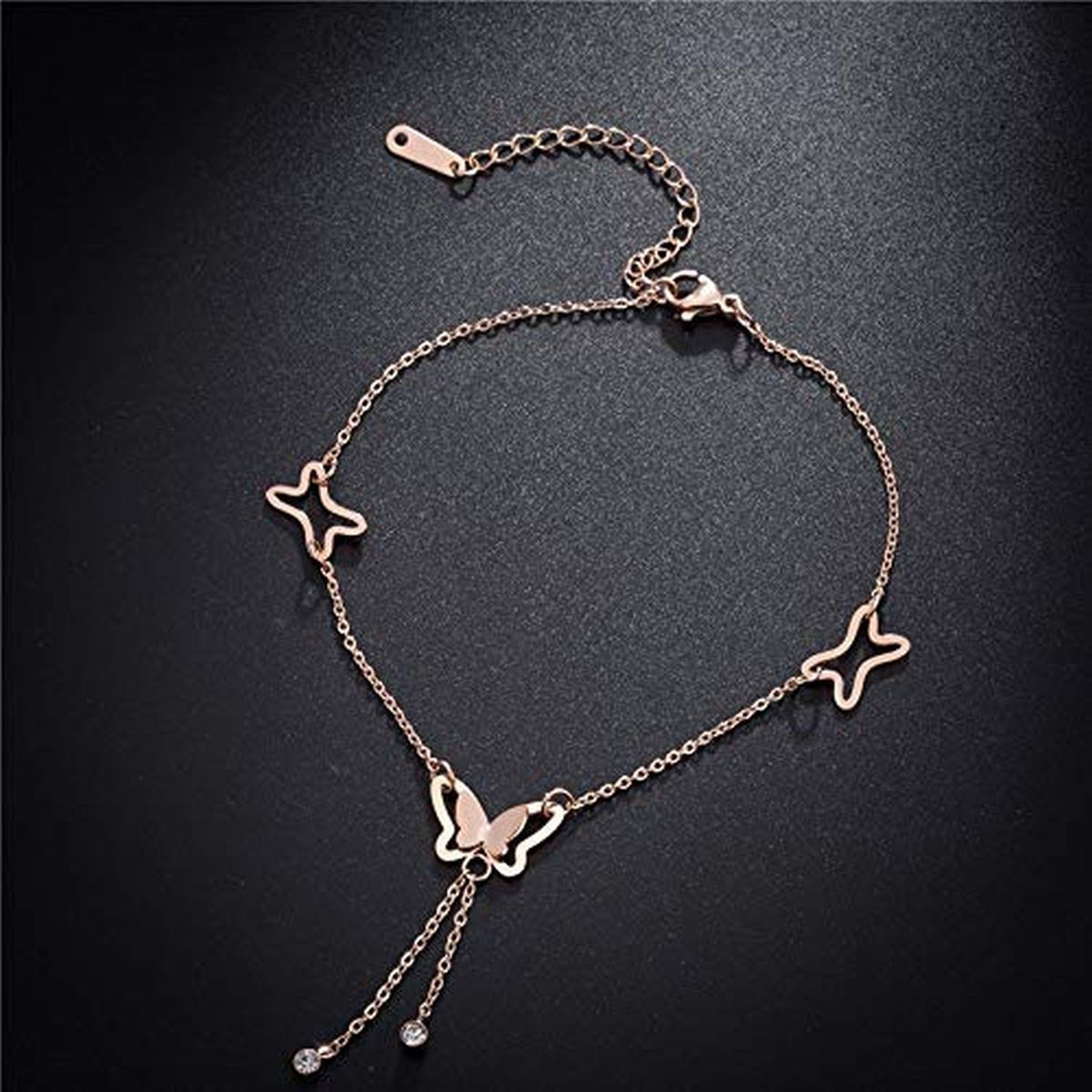 Rose Gold Butterfly Single Leg Anklet
