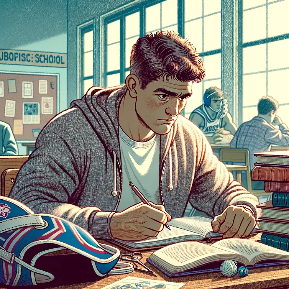 a wrestler studying in school