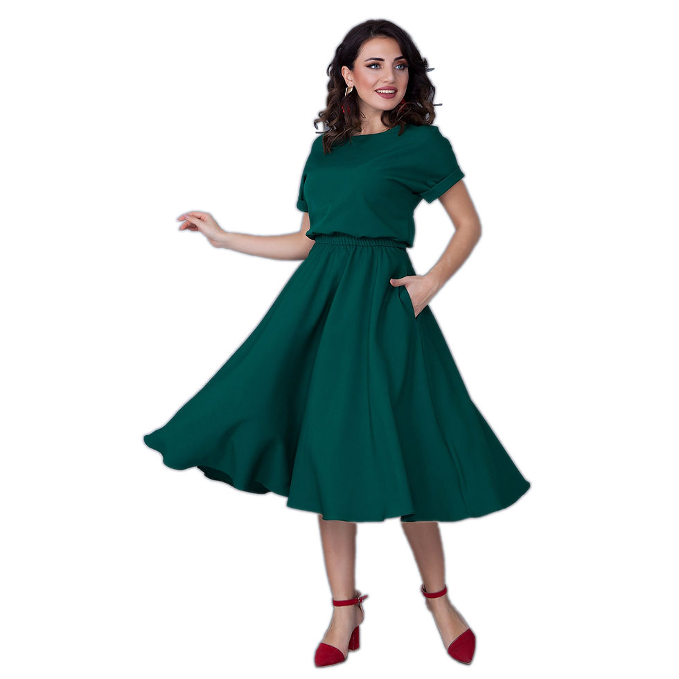 Thumbnail: Knee-Length Prom Dress Women Soft Elegant Polyester Dress