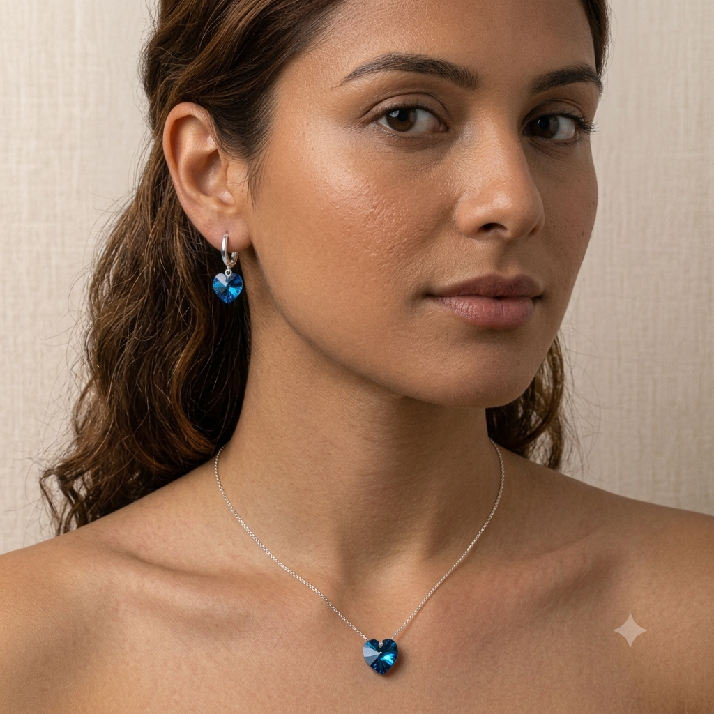THE AZURE HEART NECKLACE & EARRING SET