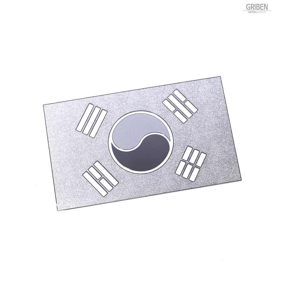 サムネイル： Griben Korea Flag Matte Metal Sticker Gloss Mirror Chrome Decal 3.93" Pair
