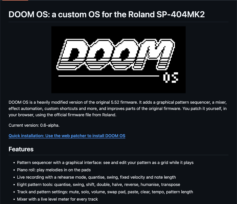 SP404 MK2 DOOM OS Github