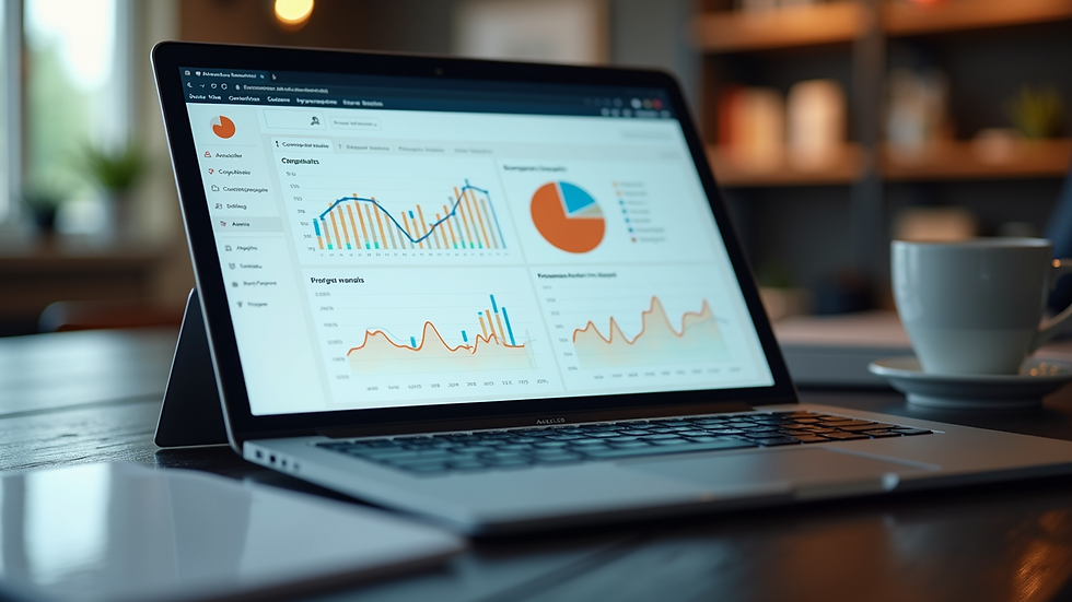 Eye-level view of a laptop screen showing digital marketing analytics