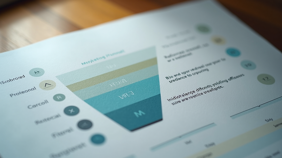 Close-up view of a marketing funnel diagram illustrating the 5 A framework