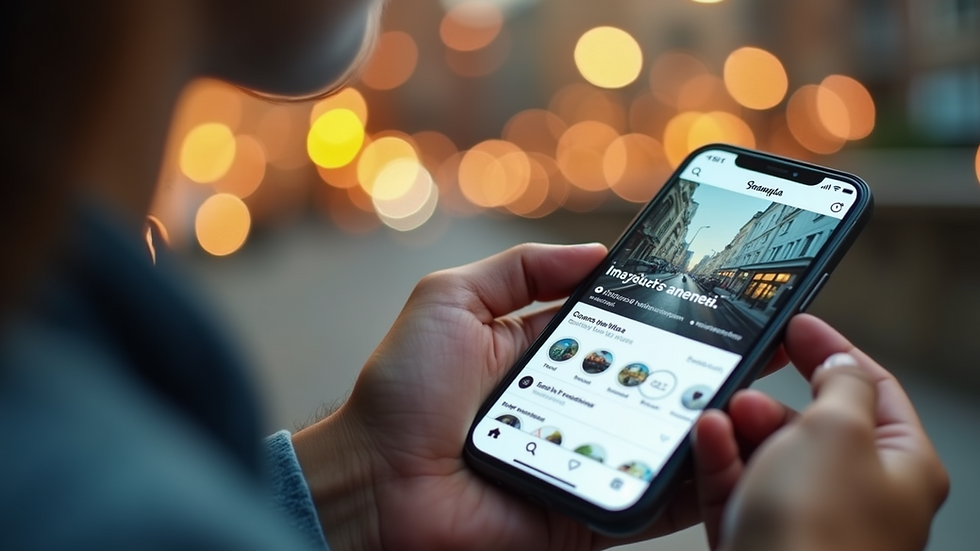 Close-up view of a smartphone displaying social media marketing content