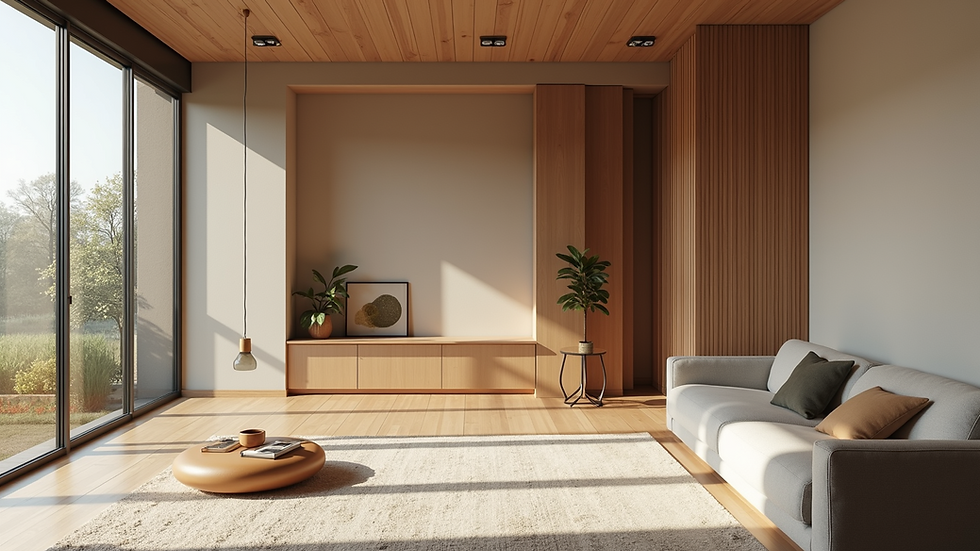 High angle view of a beautifully designed interior space showcasing harmony and style