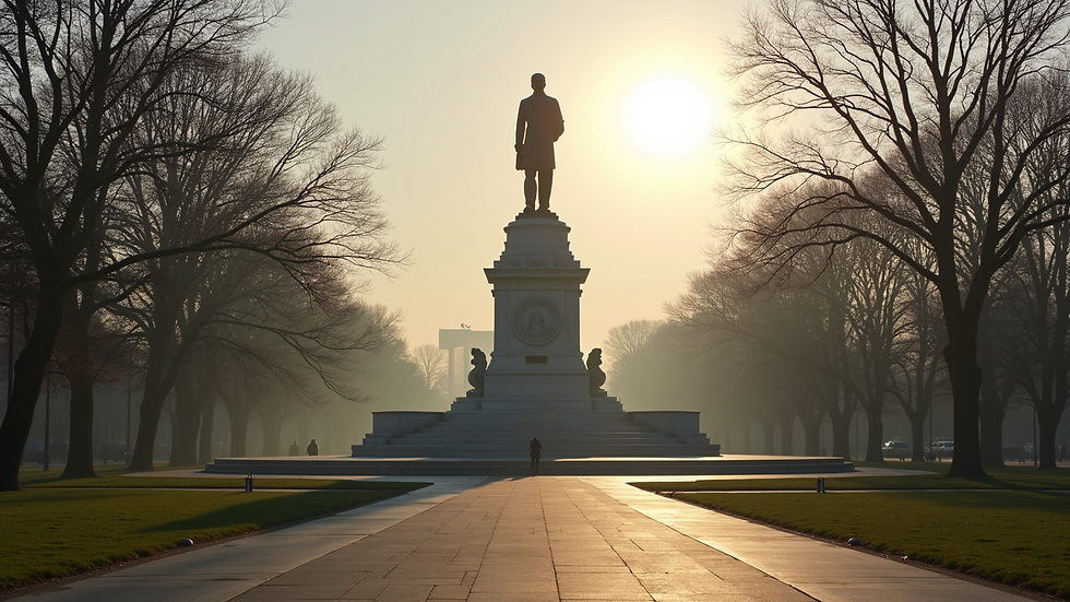 Eye-level view of a historical monument reflecting on racial issues