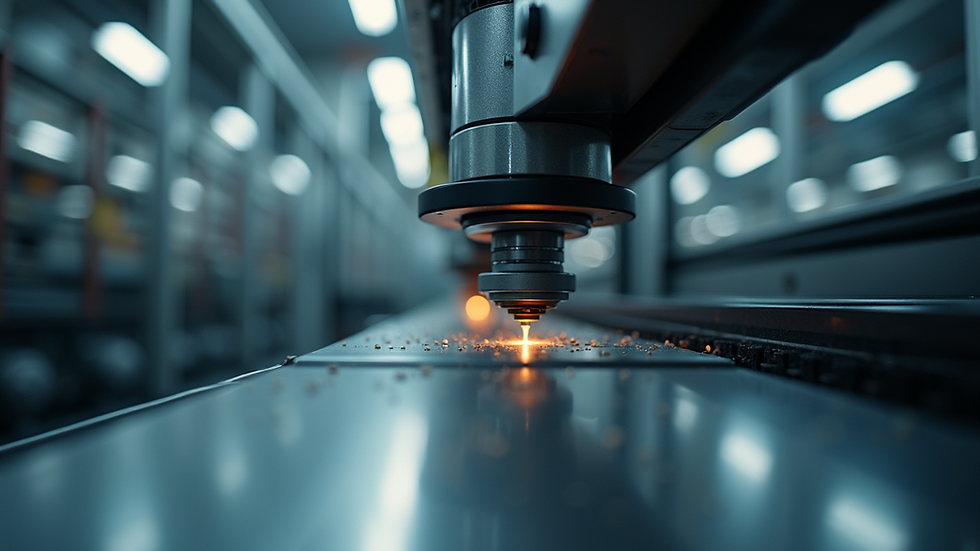 Eye-level view of a modern machine in action during production