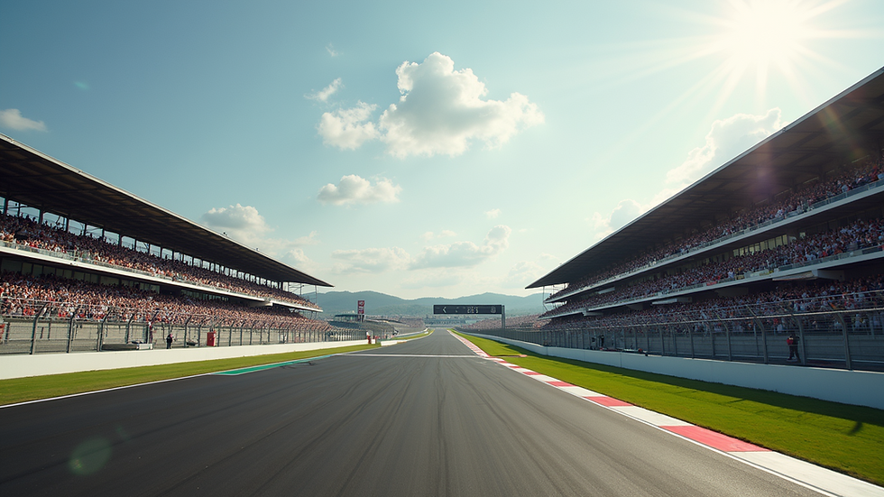 Wide angle view of Silverstone Circuit during race weekend