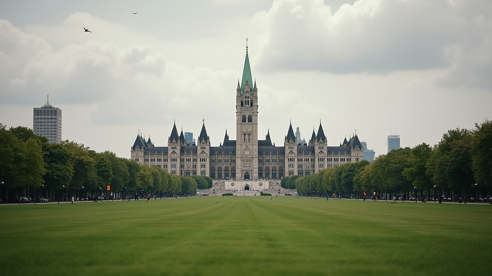 Eye-level view of the Parliament Hill in Ottawa