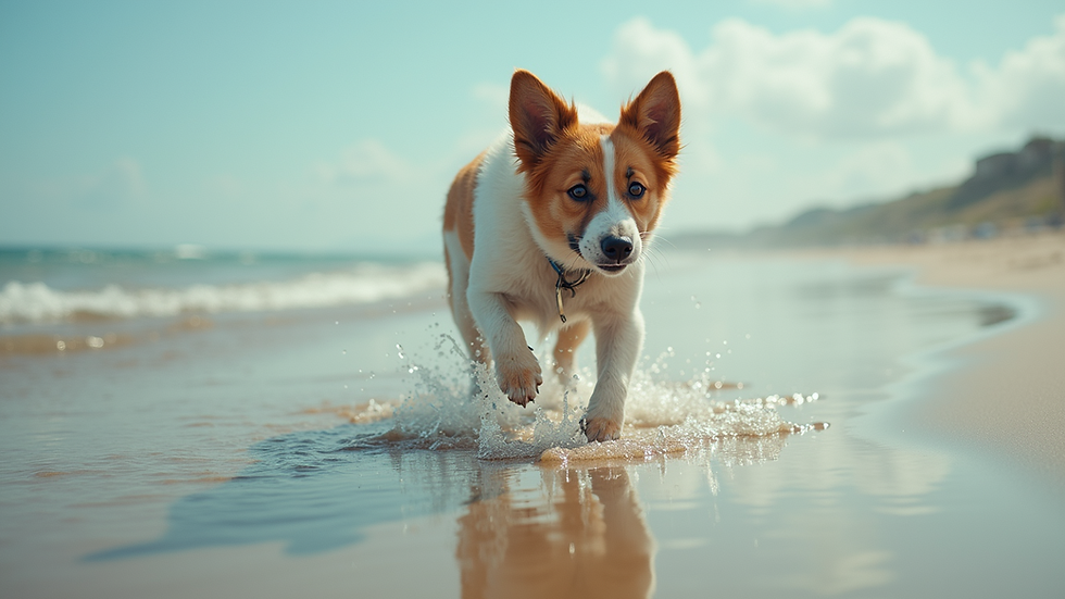 Close-up of a dog playing by the beach entrance