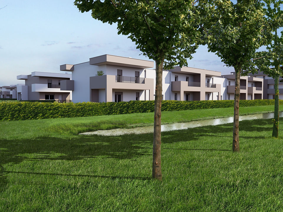 Rendering del cantiere residenziale di Asseggiano