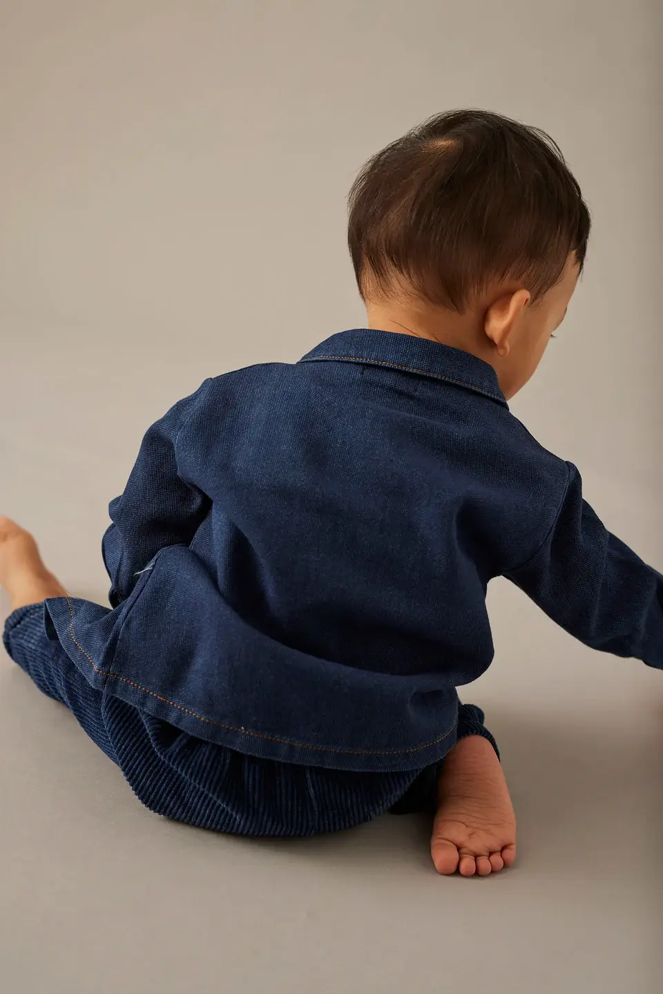 Thumbnail: Dobby Denim Baby Shirt With Print Baby T-Shirt And Baby Pants