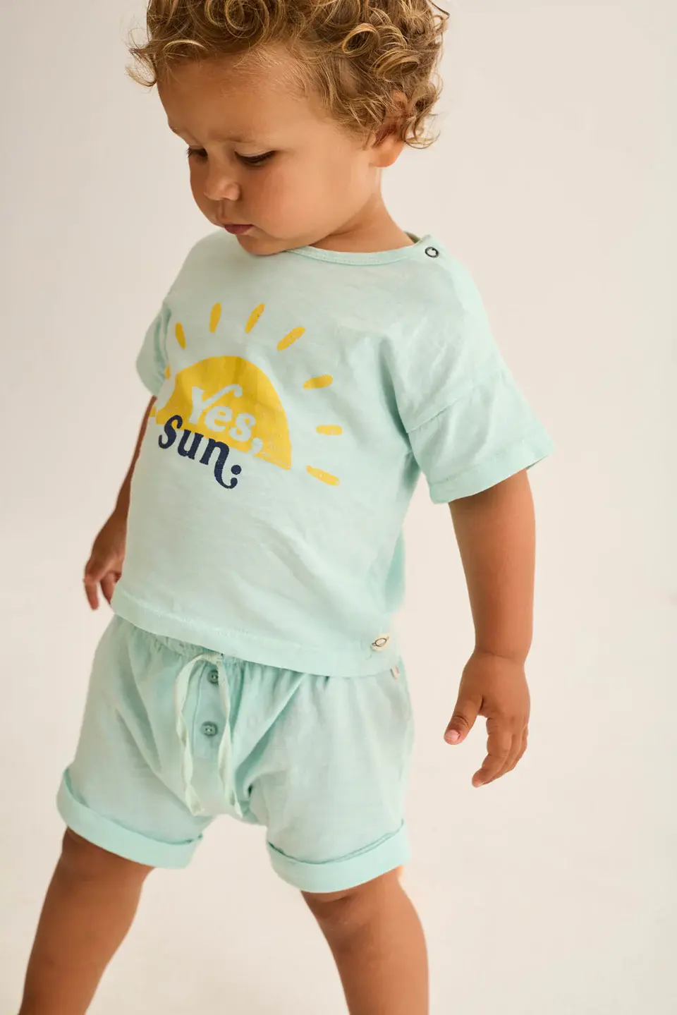 Thumbnail: Soft Slub Cotton Print Baby T-Shirt Sun With Soft Slub Cotton Baby Shorts