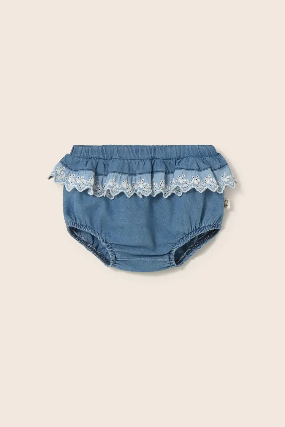 Thumbnail: Chambray Denim Baby Shirt With Striped Cotton Baby Shorts